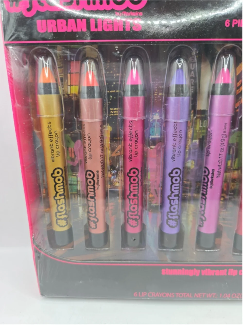 New Markwins Flashmob Urban Lights 6pc Lip Crayon Set Vibrant Colors